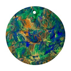 Blue On Green Flow Ornament (round) by kaleidomarblingart