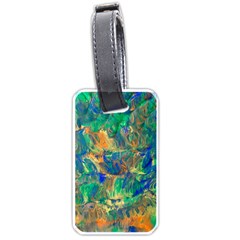 Blue On Green Flow Luggage Tag (one Side) by kaleidomarblingart