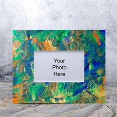 Blue On Green Flow White Tabletop Photo Frame 4 x6  by kaleidomarblingart