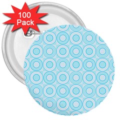 Mazipoodles Baby Blue Check Donuts 3  Buttons (100 Pack)  by Mazipoodles