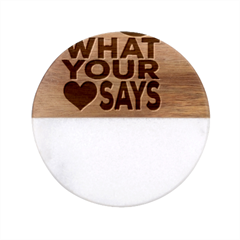 Do What Ur Heart Says Classic Marble Wood Coaster (round) 