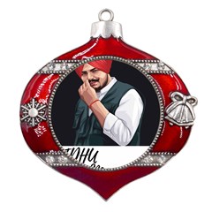 Moosewala Metal Snowflake And Bell Red Ornament