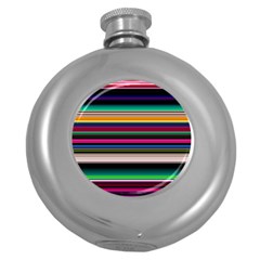 Horizontal Lines Colorful Round Hip Flask (5 Oz) by Grandong