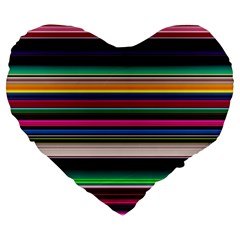 Horizontal Lines Colorful Large 19  Premium Flano Heart Shape Cushions