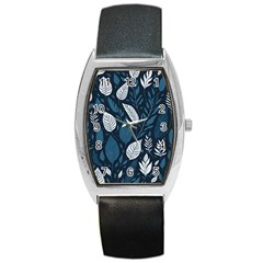 Pattern Flower Texture Barrel Style Metal Watch