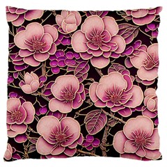 Plum Blossom Blossom Large Premium Plush Fleece Cushion Case (two Sides) by Grandong