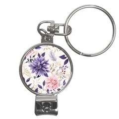 Flowers Pattern Floral Nail Clippers Key Chain