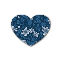 Pattern Flowers Design Nature Rubber Heart Coaster (4 Pack)