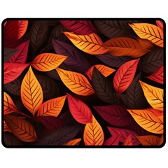 Leaves Autumn Two Sides Fleece Blanket (medium) by Grandong