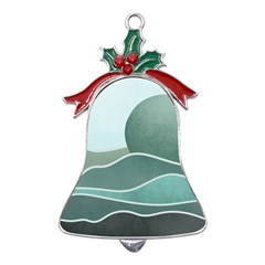 Mountains Wall Print Boho Art Metal Holly Leaf Bell Ornament by pakminggu