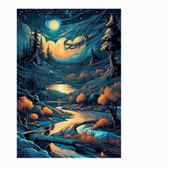 Forest River Night Evening Moon Large Garden Flag (two Sides) by pakminggu