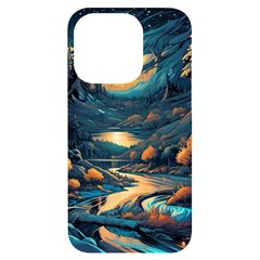 Forest River Night Evening Moon Iphone 14 Pro Black Uv Print Case by pakminggu