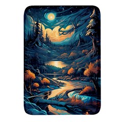 Forest River Night Evening Moon Rectangular Glass Fridge Magnet (4 Pack) by pakminggu