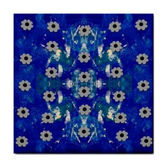 Oilpainting Blue Flowers In The Peaceful Night Tile Coaster by pepitasart