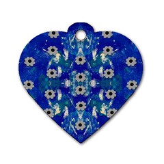 Oilpainting Blue Flowers In The Peaceful Night Dog Tag Heart (two Sides) by pepitasart