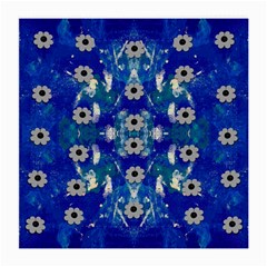 Oilpainting Blue Flowers In The Peaceful Night Medium Glasses Cloth (2 Sides) by pepitasart