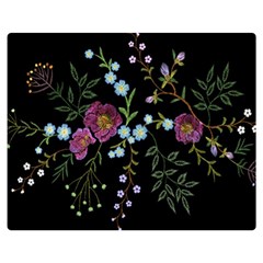 Embroidery-trend-floral-pattern-small-branches-herb-rose Two Sides Premium Plush Fleece Blanket (medium) by pakminggu