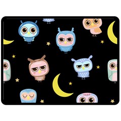 Cute-owl-doodles-with-moon-star-seamless-pattern Two Sides Fleece Blanket (large) by pakminggu