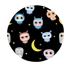 Cute-owl-doodles-with-moon-star-seamless-pattern Mini Round Pill Box by pakminggu