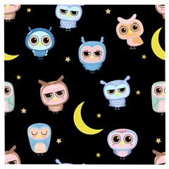 Cute-owl-doodles-with-moon-star-seamless-pattern Wooden Puzzle Square by pakminggu