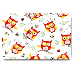 Seamless-pattern-vector-owl-cartoon-with-bugs Large Doormat by pakminggu