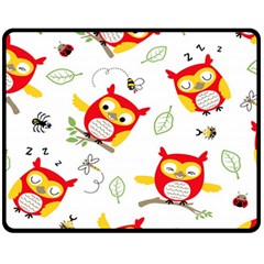 Seamless-pattern-vector-owl-cartoon-with-bugs Fleece Blanket (medium) by pakminggu