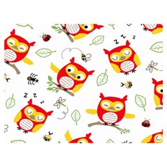 Seamless-pattern-vector-owl-cartoon-with-bugs Two Sides Premium Plush Fleece Blanket (extra Small) by pakminggu