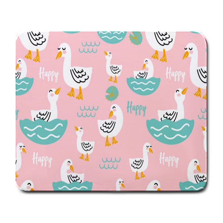 Cute Happy Duck Gift Card Design Seamless Pattern Template Large Mousepad