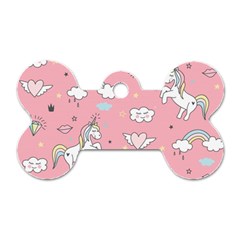 Cute-unicorn-seamless-pattern Dog Tag Bone (two Sides) by pakminggu