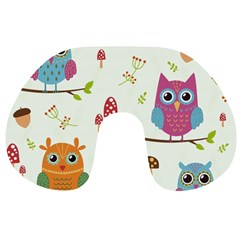 Forest-seamless-pattern-with-cute-owls Travel Neck Pillow by pakminggu