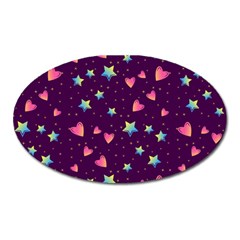 Colorful-stars-hearts-seamless-vector-pattern Oval Magnet by pakminggu