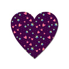 Colorful-stars-hearts-seamless-vector-pattern Heart Magnet by pakminggu