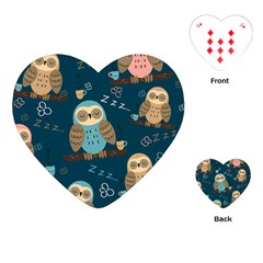 Seamless-pattern-owls-dreaming Playing Cards Single Design (heart) by pakminggu