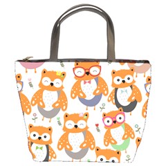 Cute-colorful-owl-cartoon-seamless-pattern Bucket Bag by pakminggu