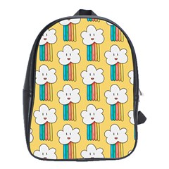 Smile-cloud-rainbow-pattern-yellow School Bag (xl) by pakminggu