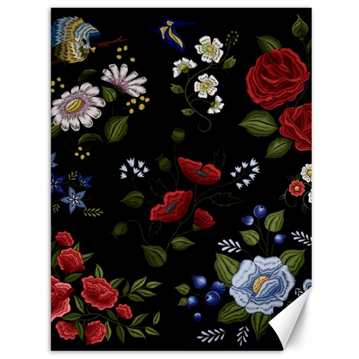 Floral-folk-fashion-ornamental-embroidery-pattern Canvas 36  x 48 