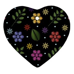 Embroidery-seamless-pattern-with-flowers Ornament (heart) by pakminggu