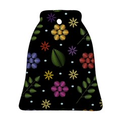 Embroidery-seamless-pattern-with-flowers Bell Ornament (two Sides) by pakminggu