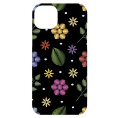 Embroidery-seamless-pattern-with-flowers Iphone 14 Plus Black Uv Print Case by pakminggu