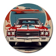 Car Vehicle Vintage Automobile Round Mousepad