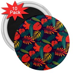 Leaves Pattern Seamless 3  Magnets (10 Pack) 