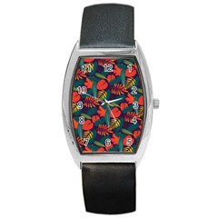 Leaves Pattern Seamless Barrel Style Metal Watch