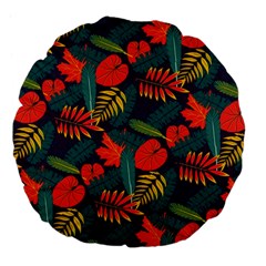 Leaves Pattern Seamless Large 18  Premium Flano Round Cushions