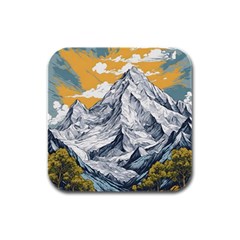 Nature Mountains Landscape Forest Rubber Square Coaster (4 Pack)