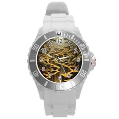 Landscape Mountains Forest Trees Nature Round Plastic Sport Watch (l) by Ravend