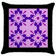 Pink And Purple Flowers Pattern Throw Pillow Case (black) by shoopshirt