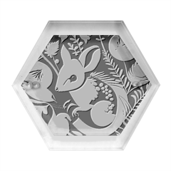 Vintage Possum Pattern Hexagon Wood Jewelry Box
