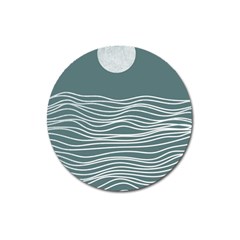 Sea Waves Moon Water Boho Magnet 3  (round) by uniart180623