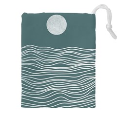 Sea Waves Moon Water Boho Drawstring Pouch (5xl) by uniart180623