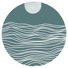 Sea Waves Moon Water Boho Round Trivet by uniart180623